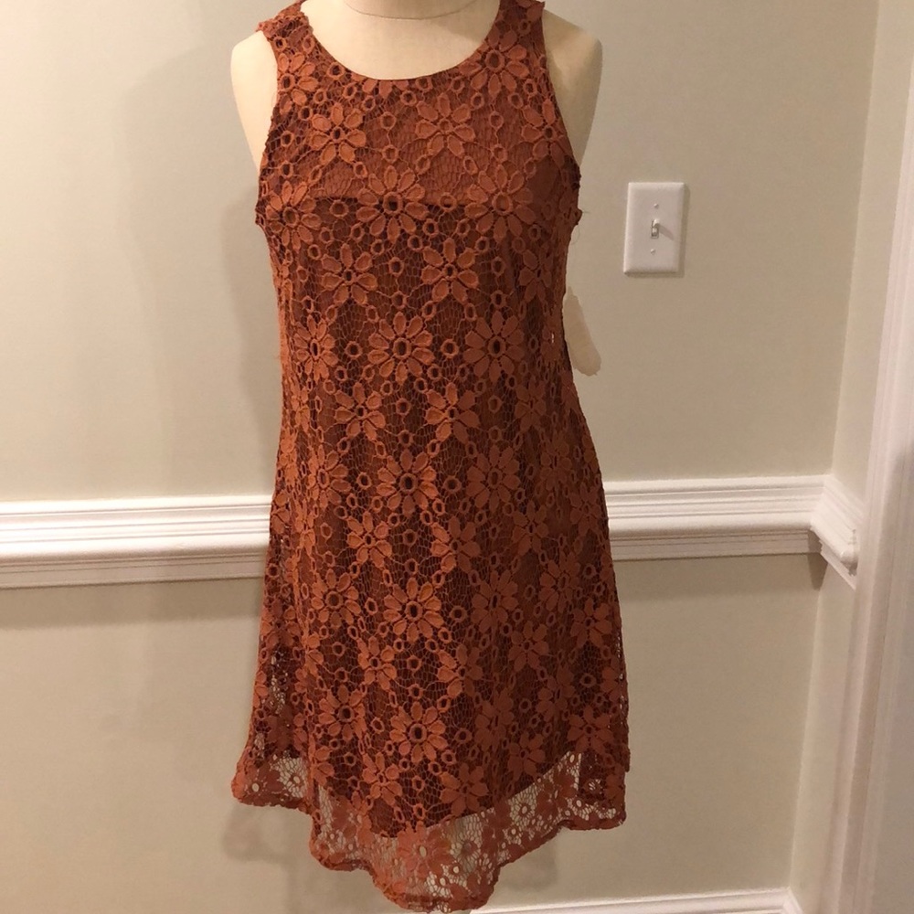 Burnt orange dress hook em